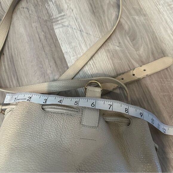 CUYANA Mini Drawstring Buckle Bucket Bag Leather Crossbody Cream Neutral - Picture 12 of 12